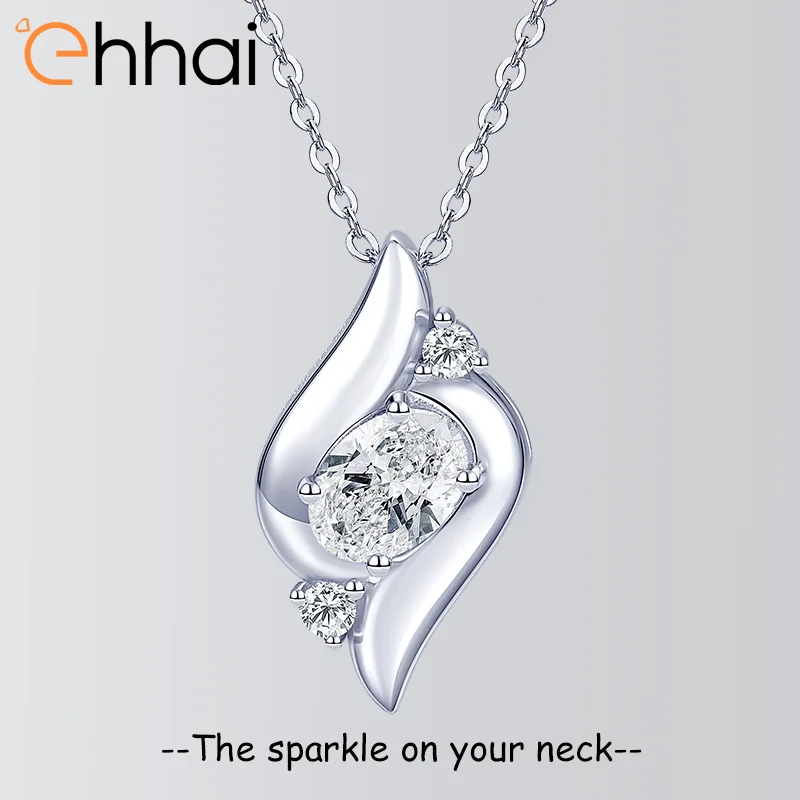 

Ehhai 1.0CT Oval Cut Moissanite Shell Charm Pendant Necklace for Women Real 925 Sterling Silver Chain Wedding Fine Jewelry Gifts