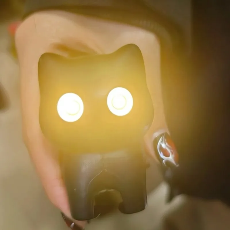 LED Cat Keychain Night Light with Meowing Sound Portable Mini Flashlight Key Ring for Bag Backpack Cute Animal Kids Adults Gift