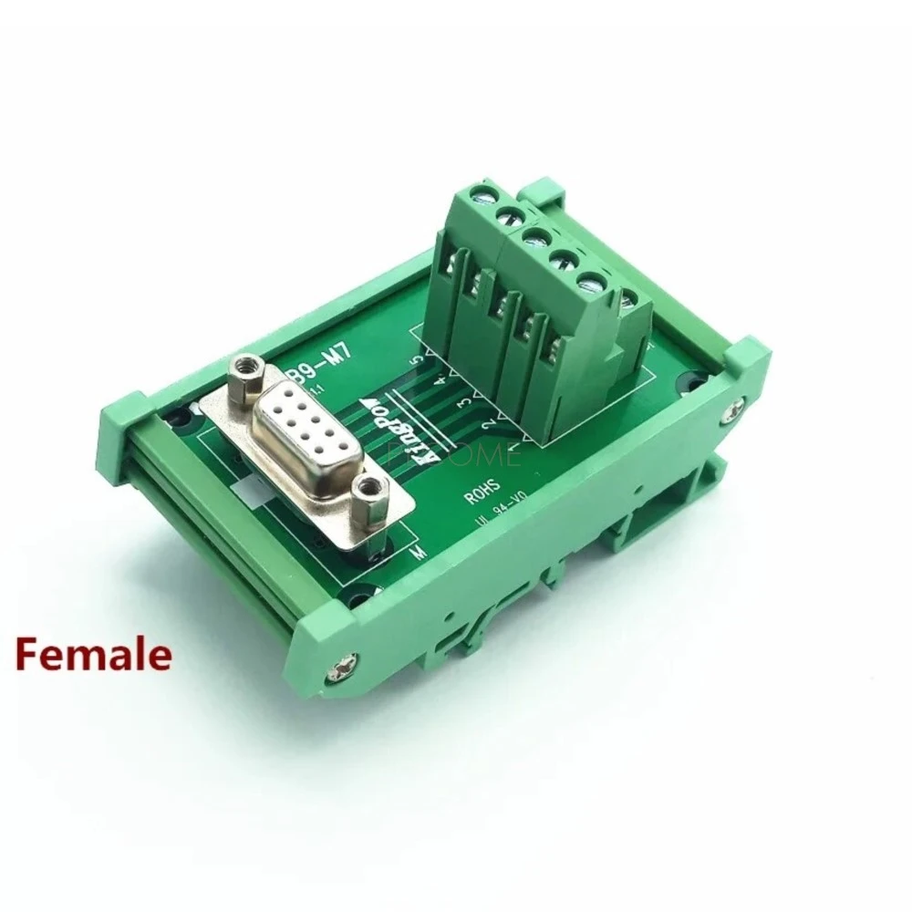 DB9 Male Or Female D-SUB Vertical 9 Pin Port Connector Breakout PCB Board Terminal Adapter Converter Din Rail With Housing