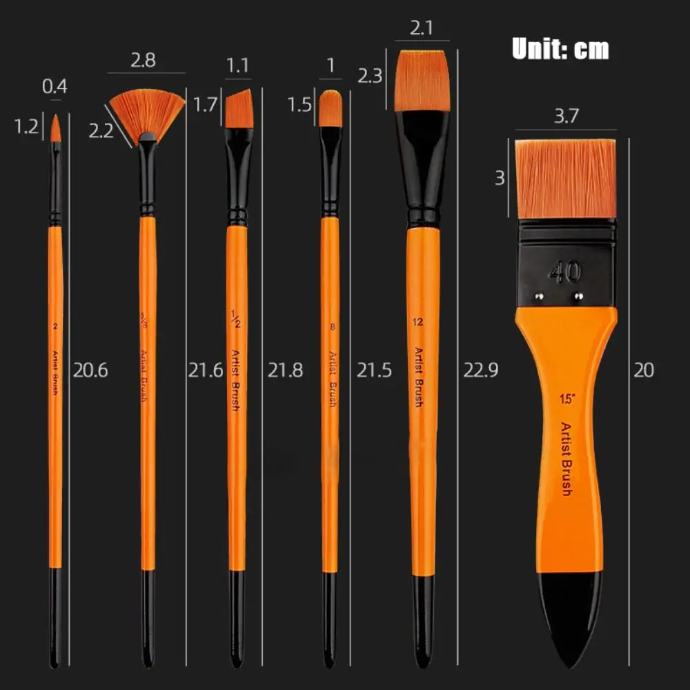 6pcs/set Good Pigment Adsorption Watercolor Paint Brush Flexible Brushstrokes Wooden Pen Holder Painting Brush Smooth Painting