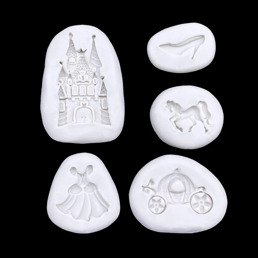 Glass Slippers Palace Coach Dress Silicone Mold Sugarcraft Chocolate Cupcake Baking Mold Fondant Cake Decorating Tools