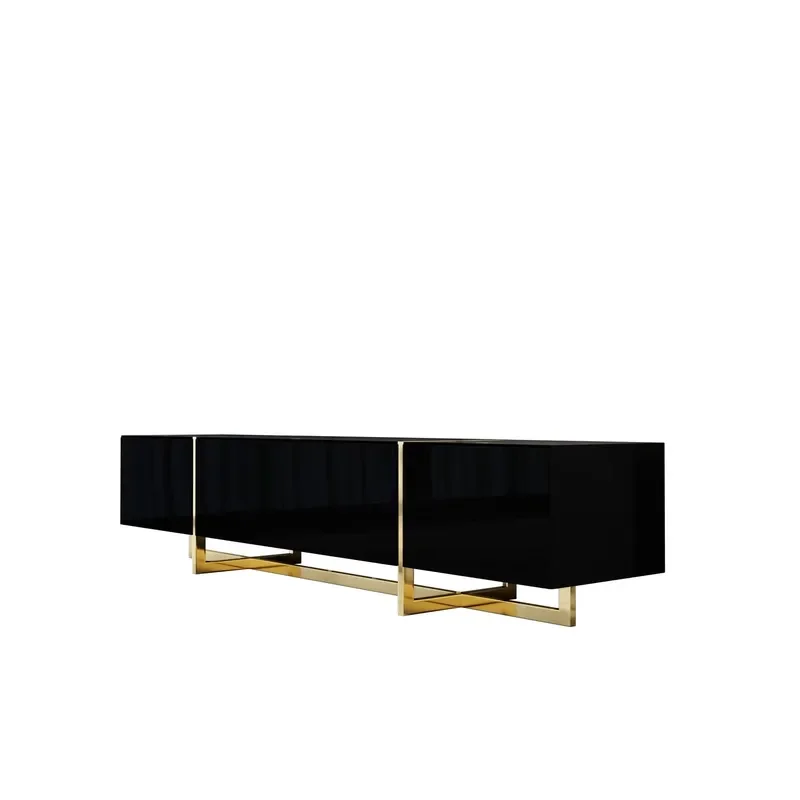 for Modern White Black TV Stand Cabinet Stainless Steel Living Room Furniture with Drawers Luxury Home Entertainment Center