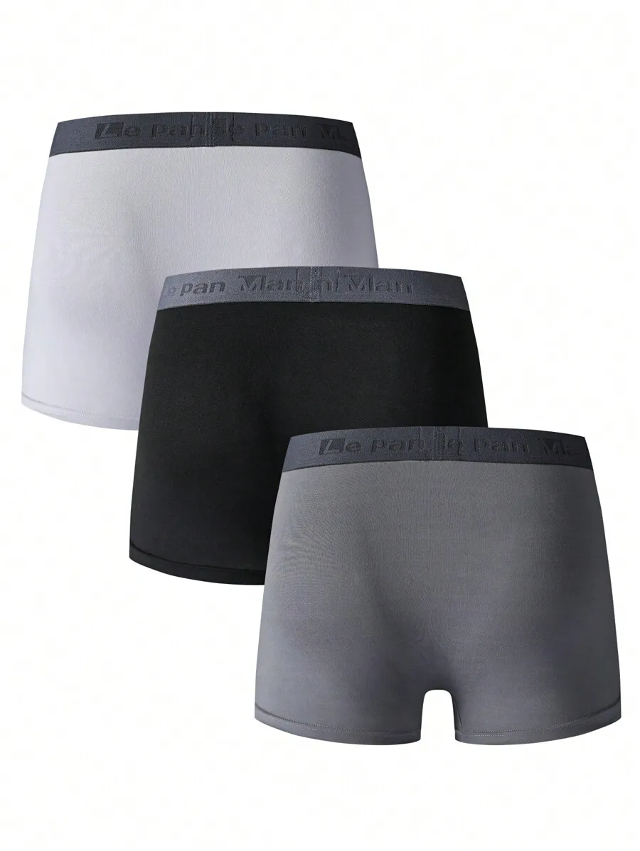 

3 Pack Men Boxer Briefs Simple Contrast Waistband