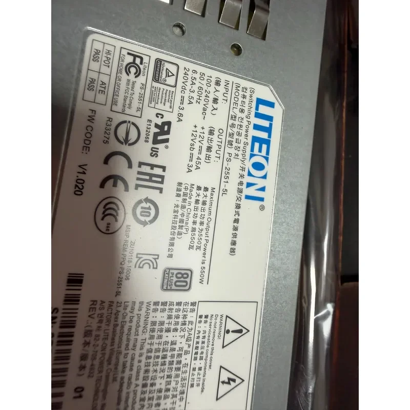 for Lite-On PS-2551-5L Server Power Supply 550W Replacement Unit High Efficiency Stable Output for Data Center Rack Servers