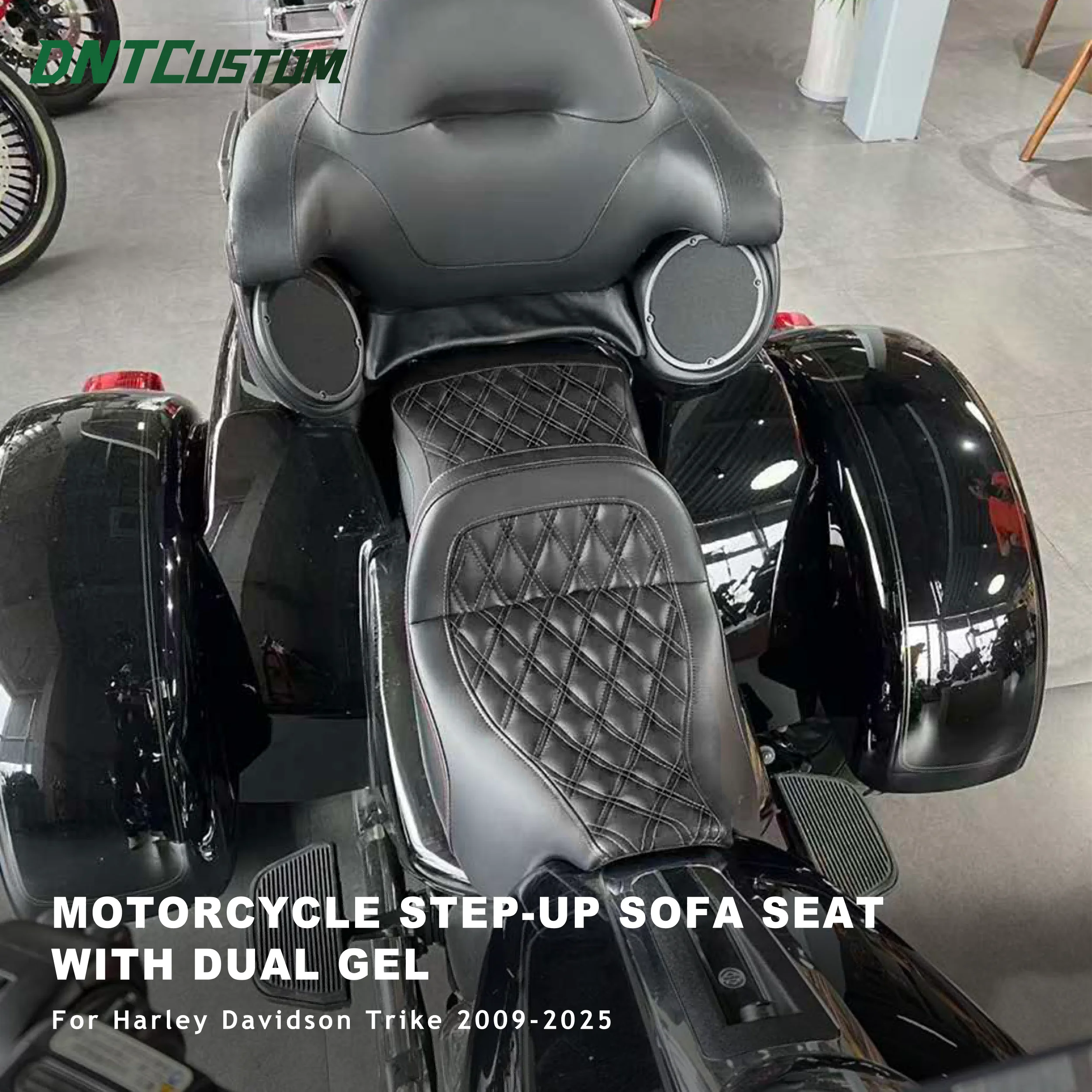 DNTCUSTOM Motorcycle Rider Passenger Step-Up Sofa Seat With Dual Gel Cushion Motorcycle Parts For Harley Davidson Trike 09-25