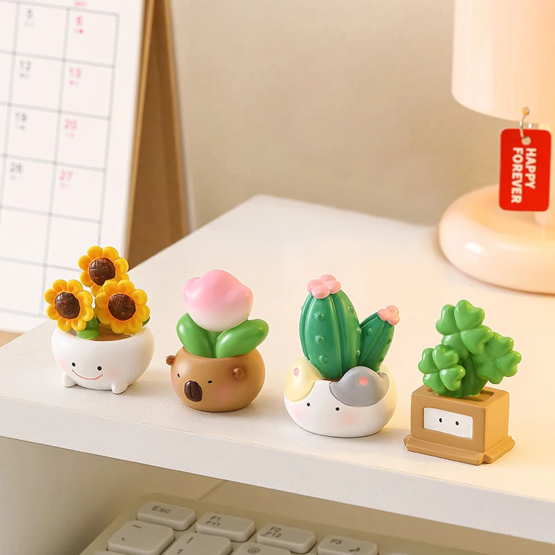 Creative Lucky Potted Car Ornaments For Workers Cute Decorations For Office Computer Desktops