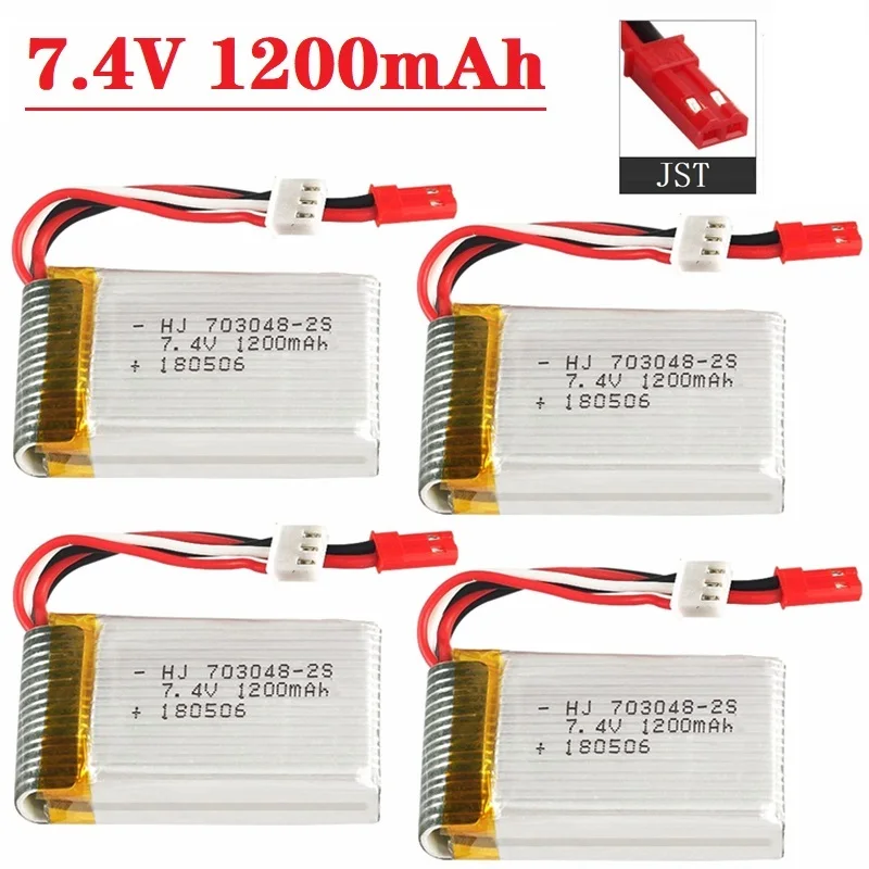 Lipo Batterij 2S 7.4 V 1200Mah 703048 Voor Mjxrc X600 Rc Drone Onderdelen 2S 7.4 V li-Ion Batterij Met Jst Plug