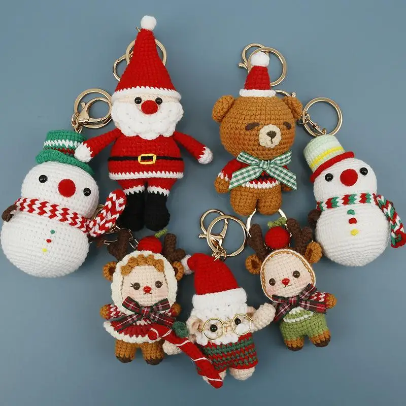 1 Stück Niedlicher Gehäkelter Elch-Anhänger, Handgefertigter Gewebter Hirsch-Schlüsselanhänger, Gestrickte Puppe, Weihnachtliches Hängedekor, Liebliches Geschenk – Detail 1