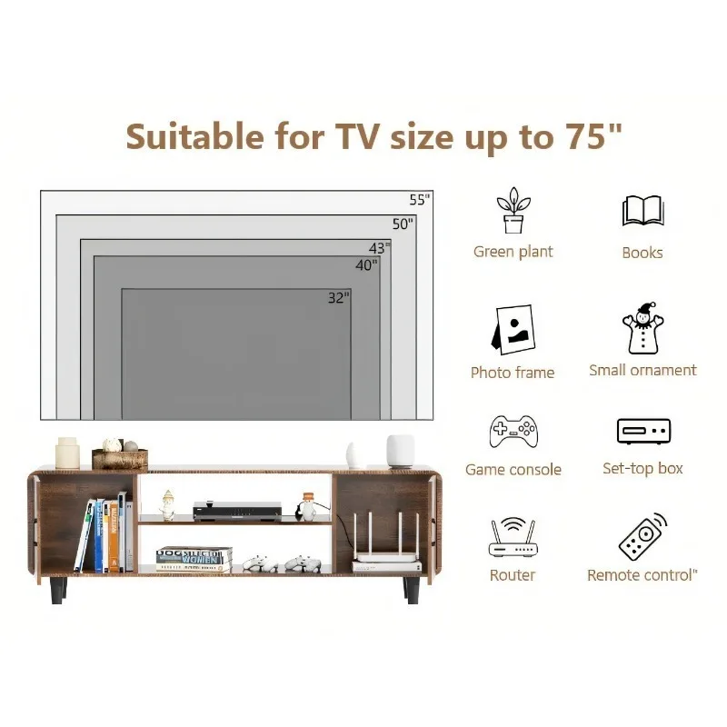 طاولة تلفزيون لصالونات التجميل وأثاث غرفة المعيشة وحامل تلفاز مع وحدة ترفيهية كهربائية ومدفأة وغرفة التلفزيون وخزانة الملابس #3