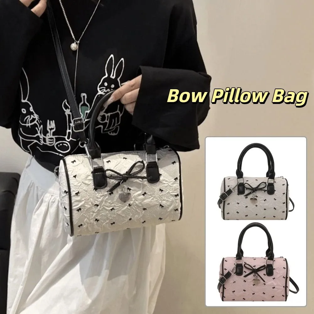 

Fashion Korean Bow Pillow Bag Small Versatile Bow Crossbody Bag Sweet PU Leather Women's Handbags Girls