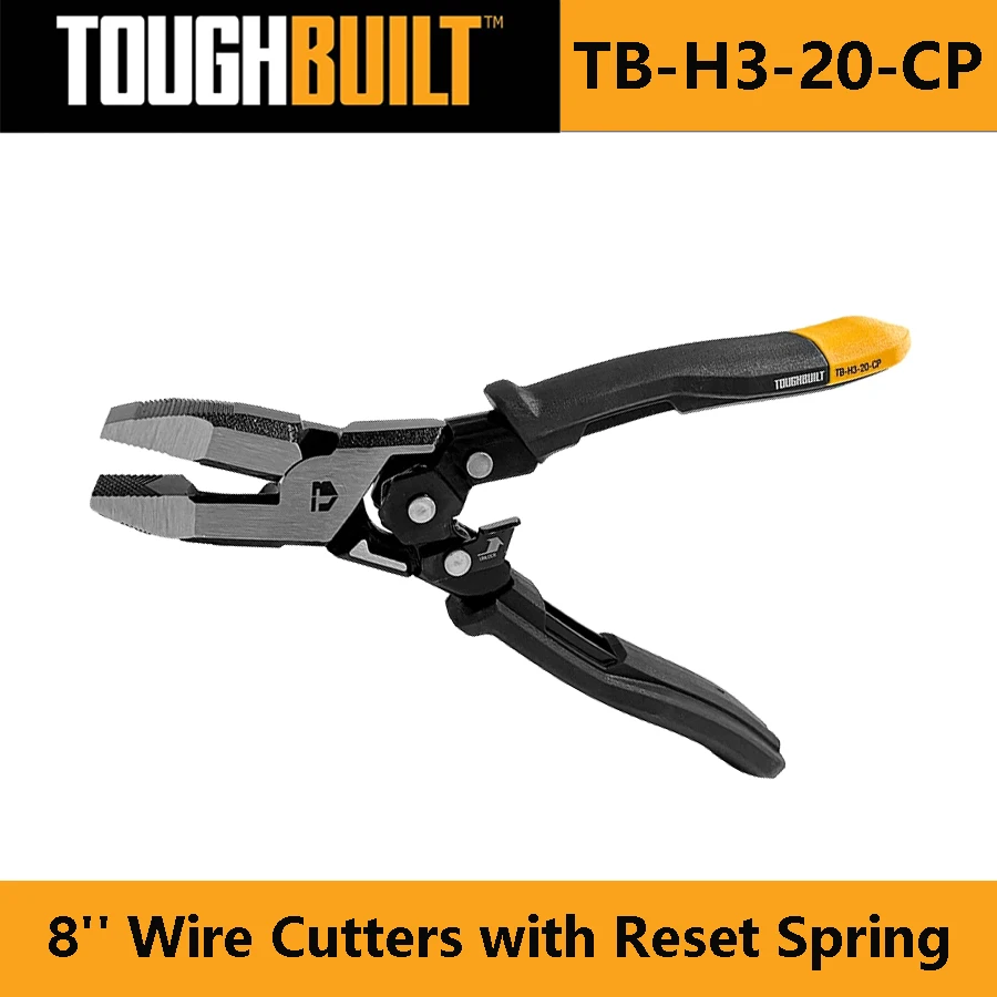 TOUGHBUILT TB-H3-20-CP 8\'\' Wire Cutters with Reset Spring Labor-saving Wire Cutting Pliers Hand Tools