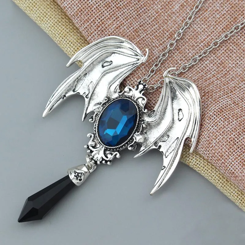 Goth Halskette Dunkelheit Vampir Fledermaus Charm Halsketten Retro Kristall Halloween Party Schmuck Gliederkette Anhänger Halsketten Collares