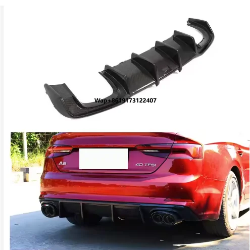 

For A5 S5 B9 2017-2019 Genuine Dry Carbon Fiber Universal Rear Spoiler Bumper Rear Lip Diffuser Body Kits Trim Decoration