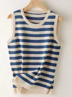 Stripe Tank Soft Top for Women Summer Outfits Tight and Sexy Tank Top Knitted Bottom Shirt and Sleeveless Top for Outerwear 2025