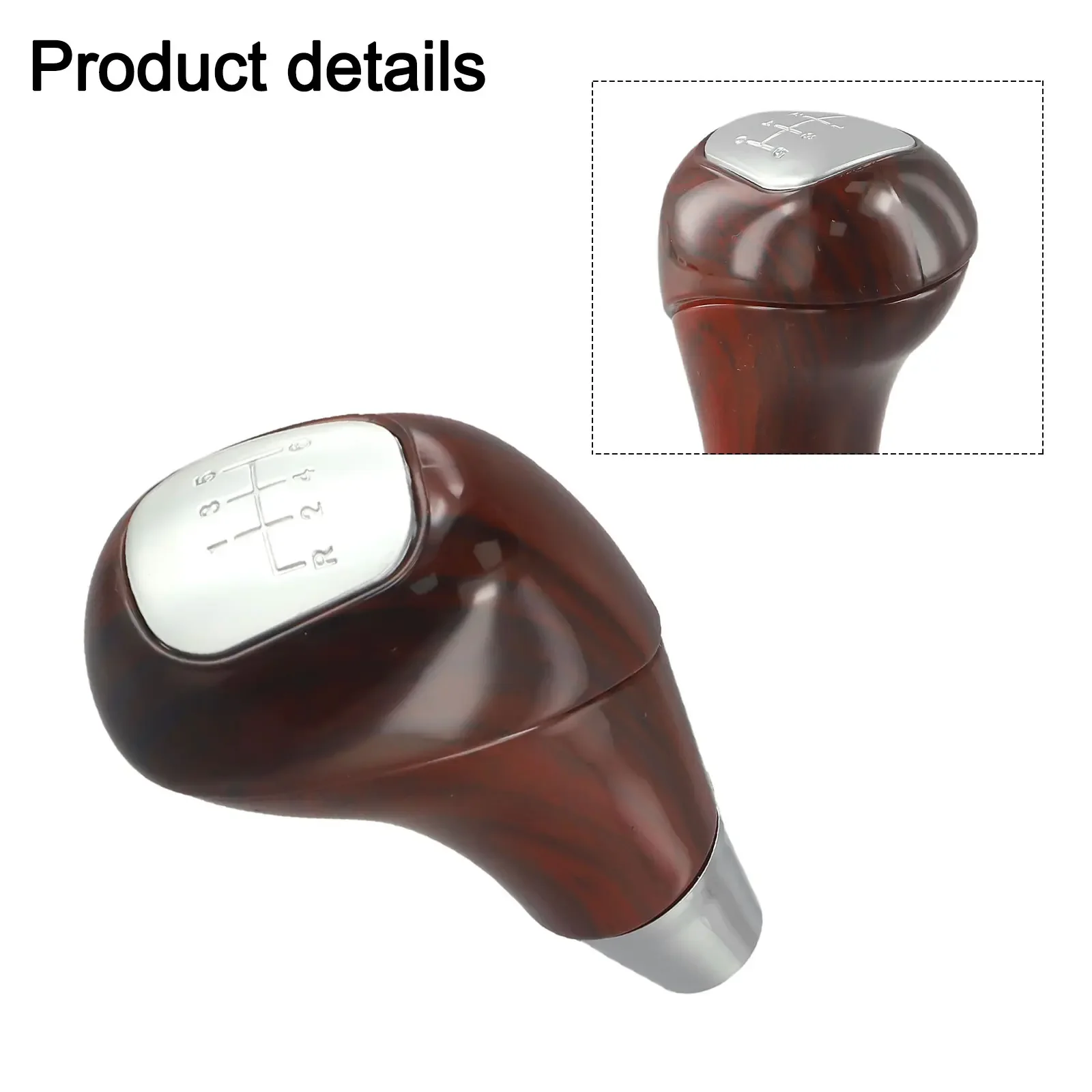 Car Gear Knob 6 Speed Gear Lever Comfortable Grip Easy Installation Enhanced Driving Experience Brown Walnut Wood