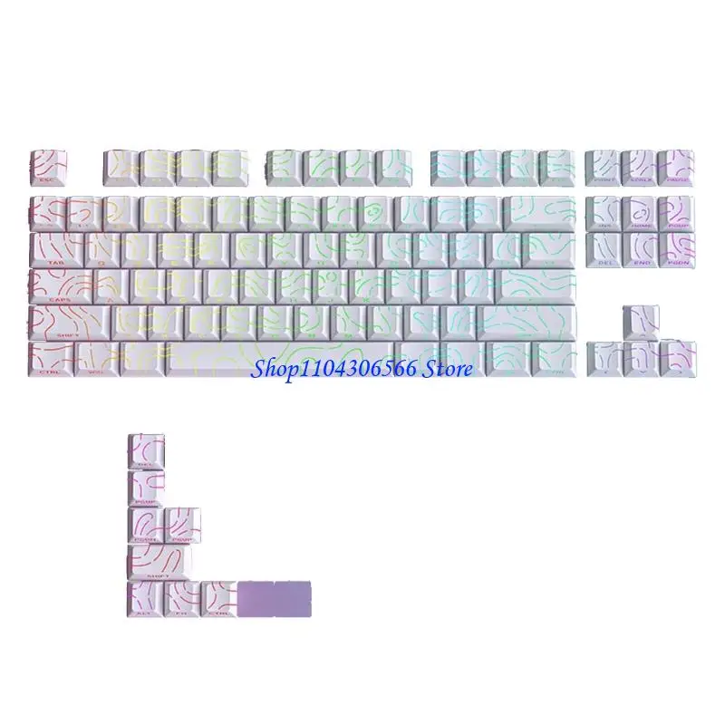 02DD Wear Resistant PBT Keycaps For Mechanical Keyboard Side Print Keycap Set