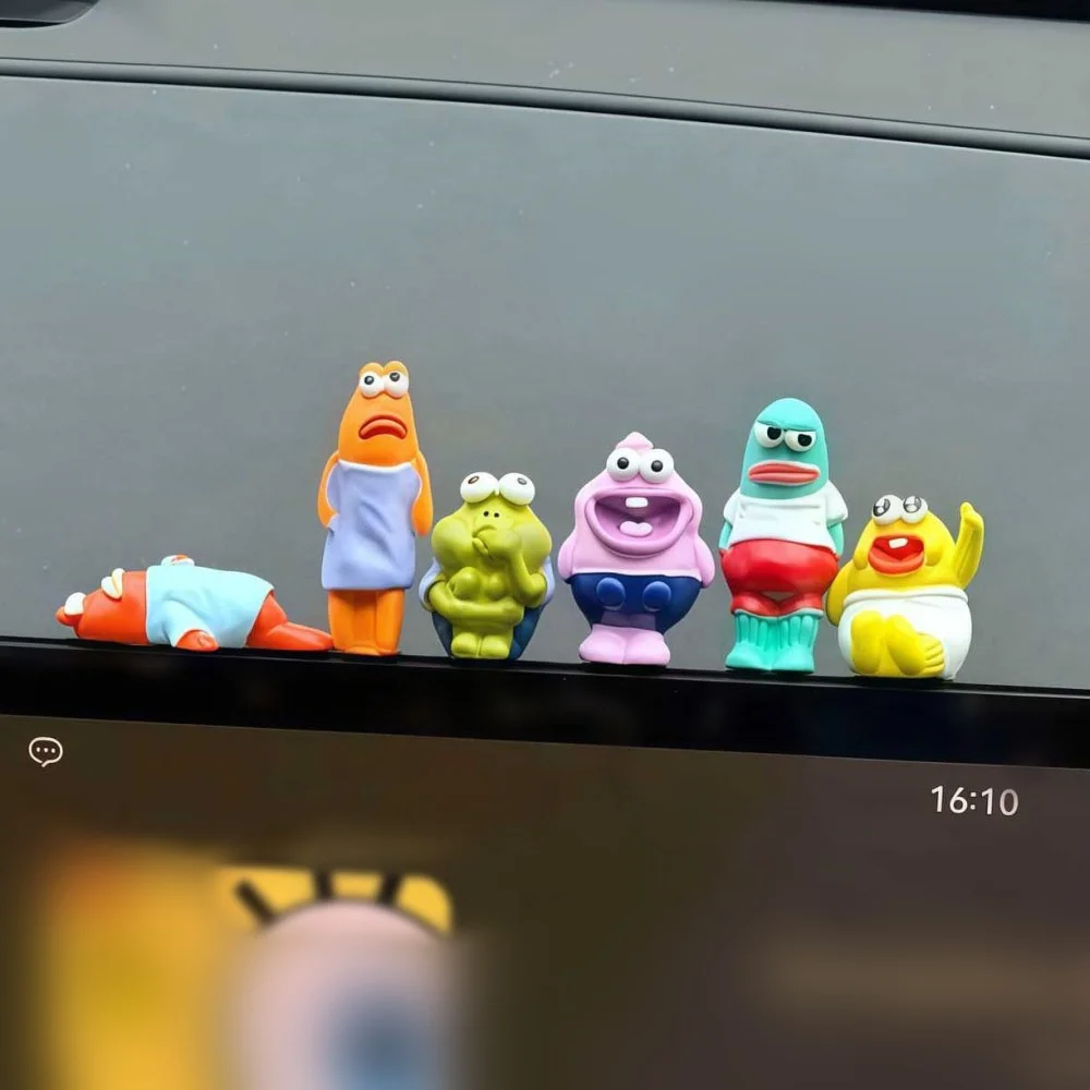 6pc Funny Miss Fish Mr. Fishes Car Decoration Resin Craft Miniature Figure Tiny for Bonsai Fairy Garden Home Tank Aquarium Decor