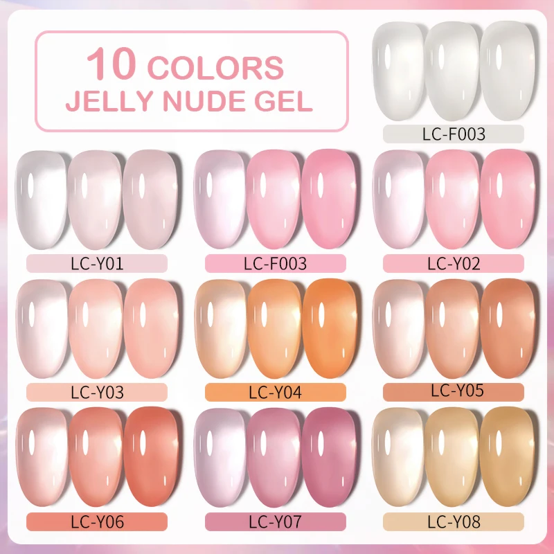 LILYCUTE 7ML Jelly Milky White Nude Gel Nail Polish Translucent Color Gel Manicure Semi Permanent Soak Off Nail Art Gel Varnish