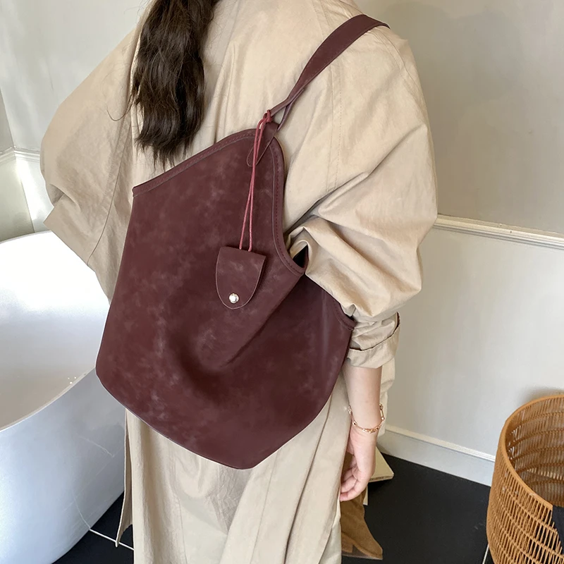 MS2609 المألوف ليوبارد طباعة سعة كبيرة الجلد المدبوغ دلو حقيبة 2025 الخريف نمط جديد كسول نمط واحد الكتف حقيبة تحت الإبط