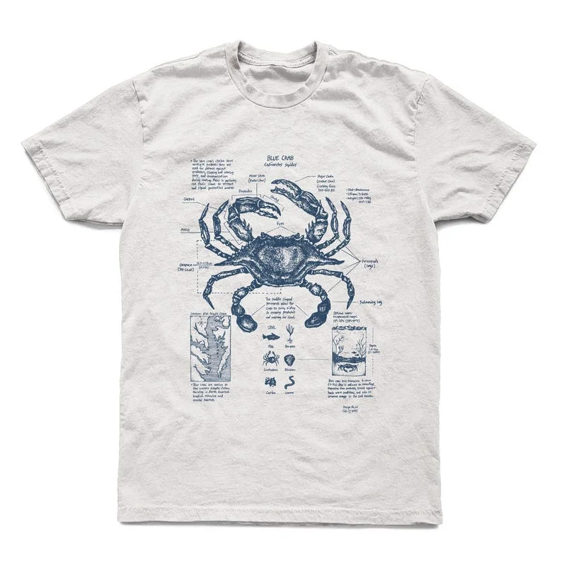 Mapa de anatomía de cangrejo azul, mapa de crustáceo, camiseta de biología de cangrejo, mapa de cangrejo dibujado a mano, pantalla impresa, camisetas artísticas de cangrejo de Bahía de Chesapeake
