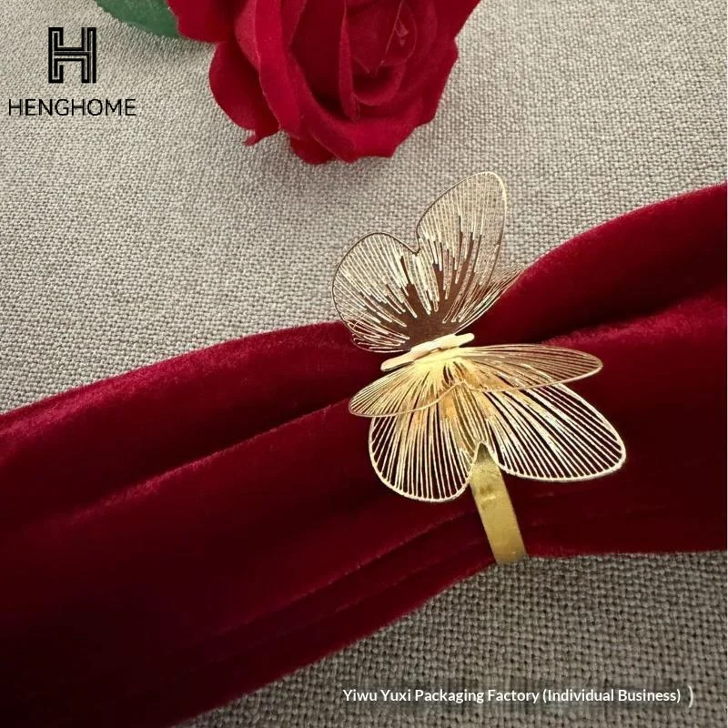 1PCS Elegant Metal Buckle Napkin Ring Hollow Butterfly Waterproof Napkin Holder DIY Ornament Dinnig Table Decoration