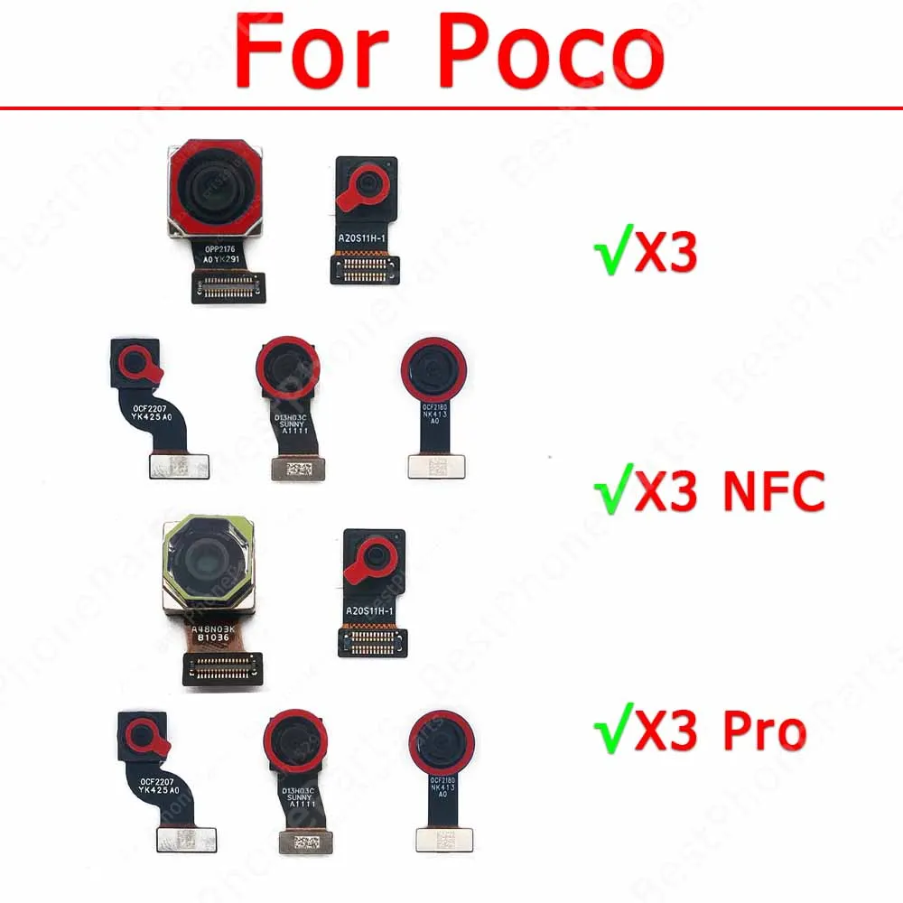 Rear Front Camera For Xiaomi Mi Poco X3 NFC Pro Backside Facing Frontal Selfie Back Camera Module Replacement Parts