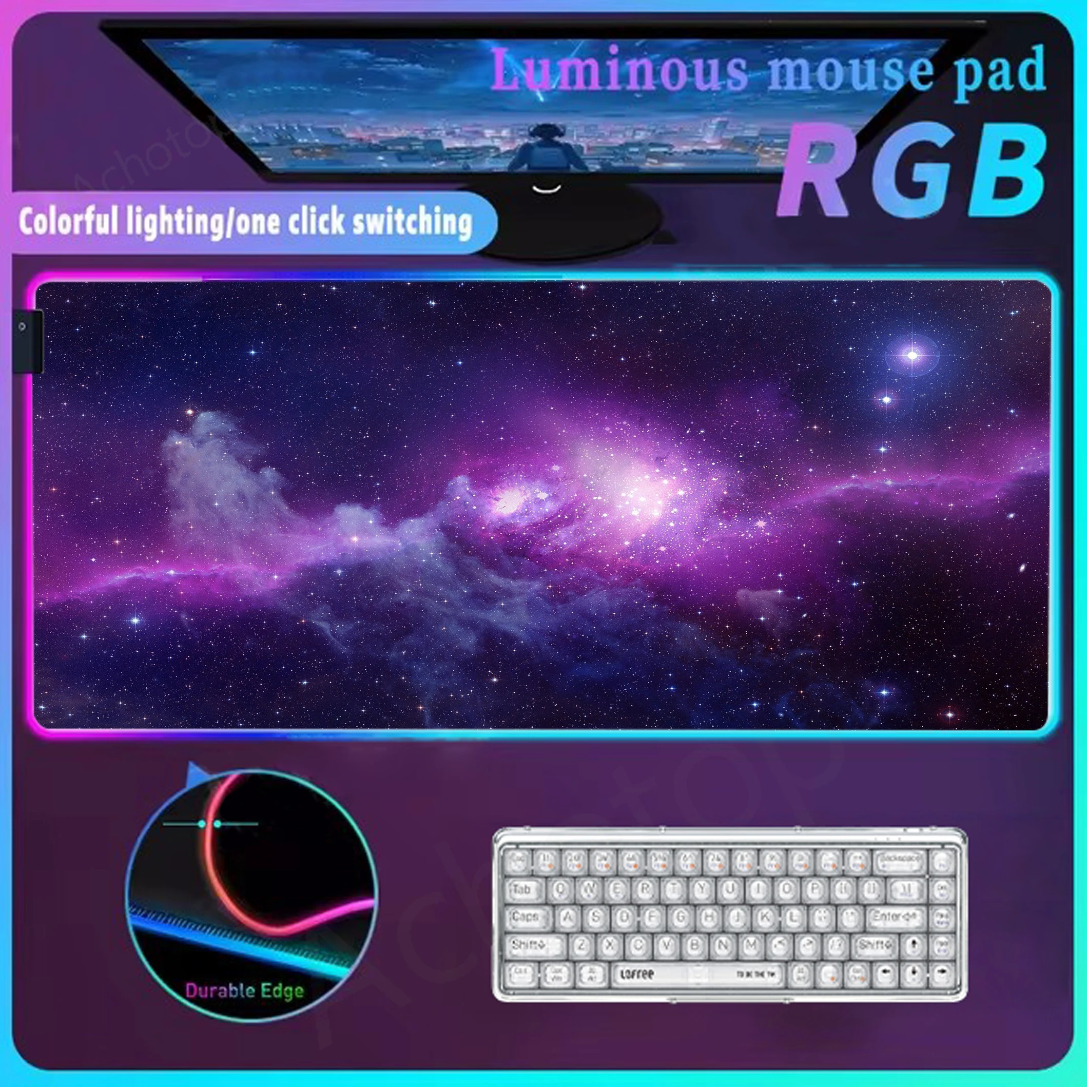 Space Mouse Mat Led Mousepad Rgb Desk Mat Glow Personality Mouse Pad Computer Gamer Tapis De Souris Xxl Led Carpet Mat 100x50CM