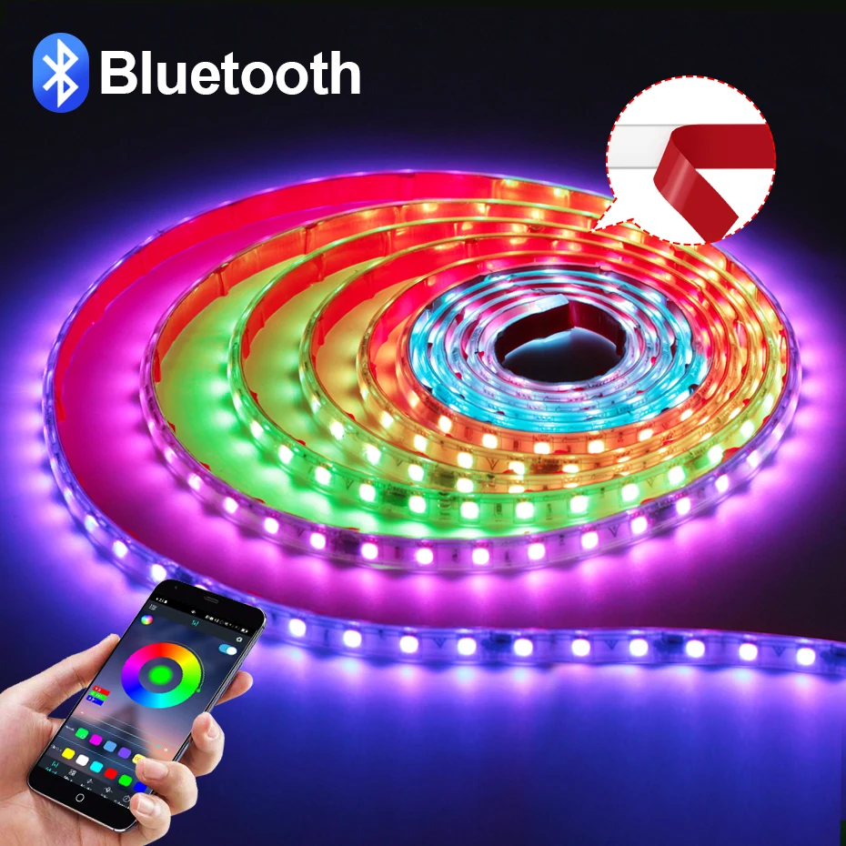 

Bluetooth 220V RGBIC LED Strip Light SMD 5050 Smart RGB Led Tape APP Control Dreamcolor Ribbon Full Colors For Room Decoration