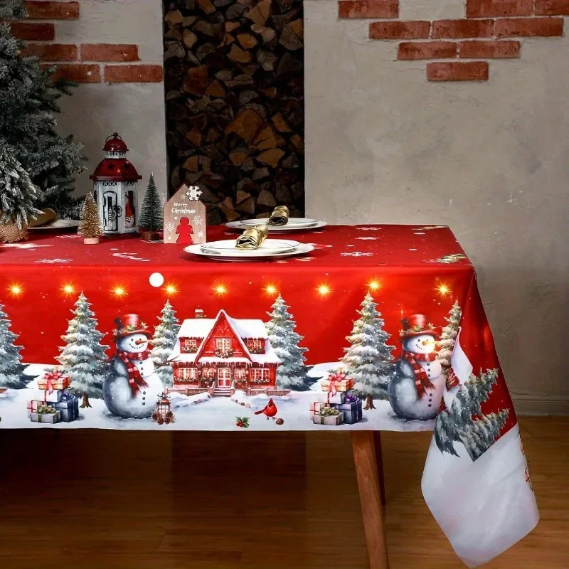 Christmas Red Table Cloth Waterproof and Dustproof Rectangular High-end Atmosphere Decoration Restaurant Table Cloth Versatile