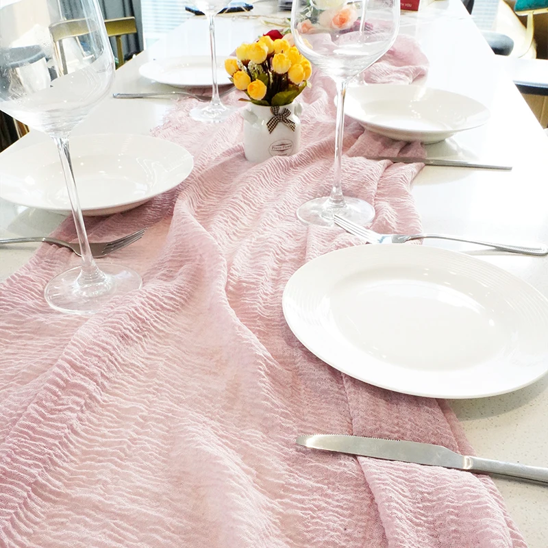 

90*180CM Tassel Cheese Cloth Gauze Table Runner Wedding Table Decoration Boho Party Reception Christmas Home Table Runners