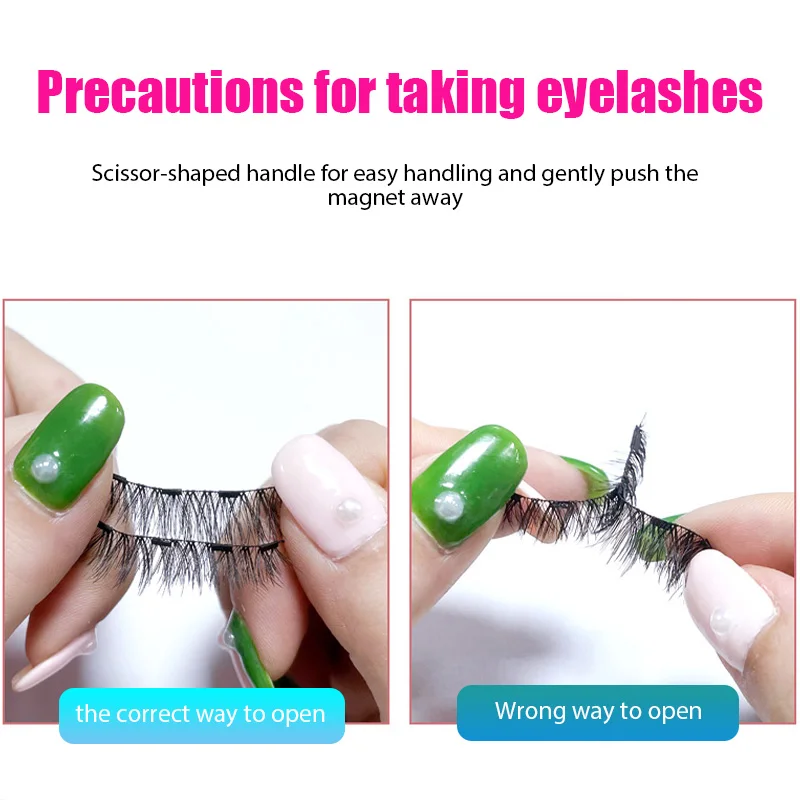 4 Magnets 3D Magnetic False Eyelashes Handmade Faux Cils Glue-free Magnetic Natural Mink Eyelashes with Tweezers