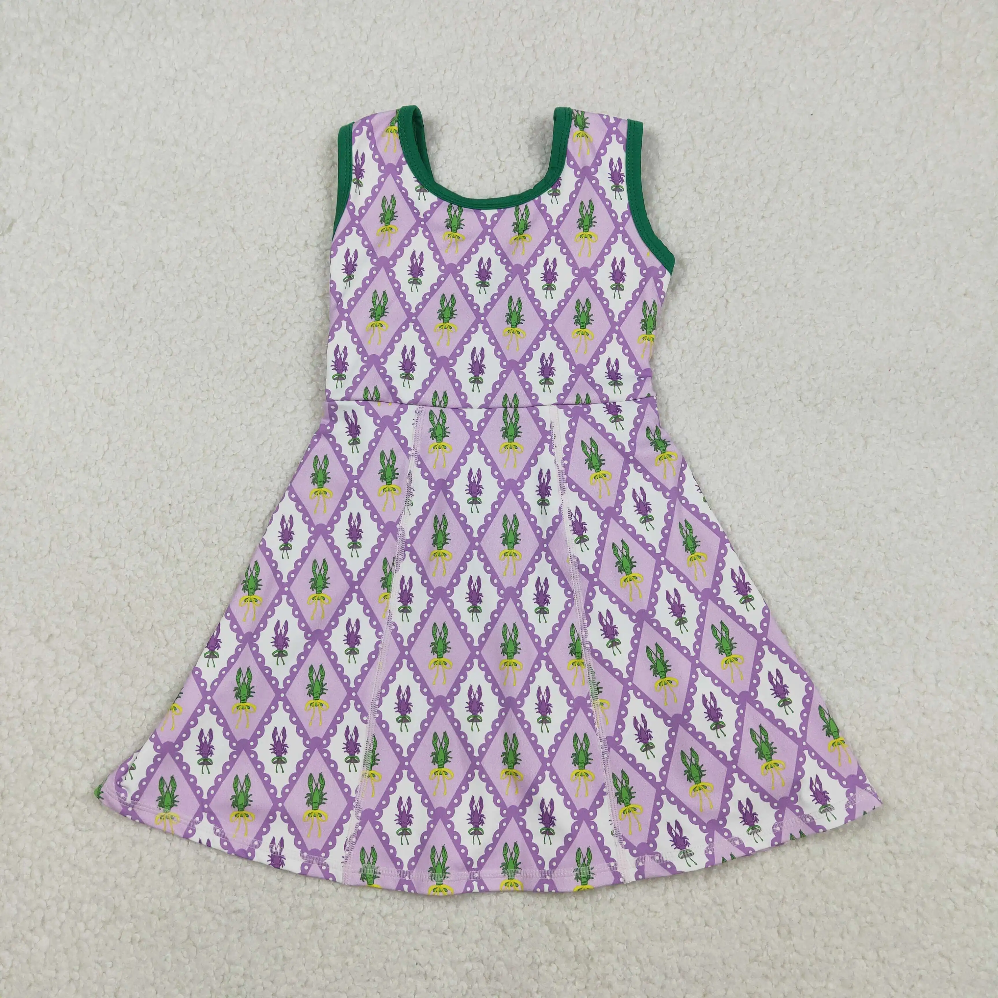 

z1127-01 GSD2869 girl dresses baby girl clothes yoga purple sleeveless Dress Wholesale Boutique kids clothes girl