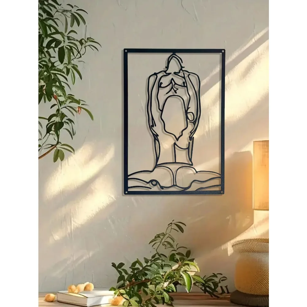 1pc Metal wire drawing A man and a woman create motion line art for their family, perfect gifts, wall decorations and presents