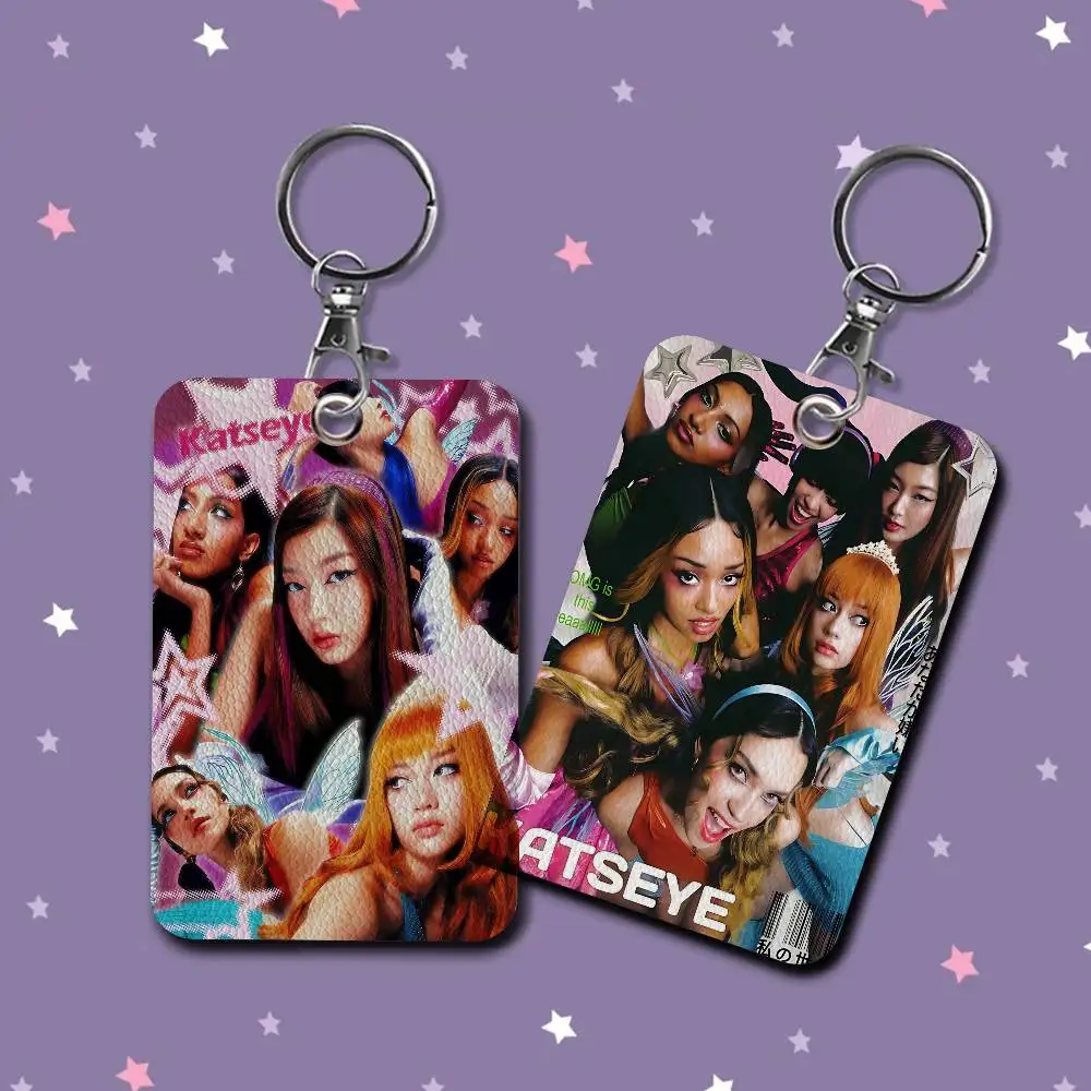 Popular K-Katseye Pop K-pop Rectangle Keychain Card Holder, Badge Credit Card Holder, Student ID Card Holder, Bus Cards Cover