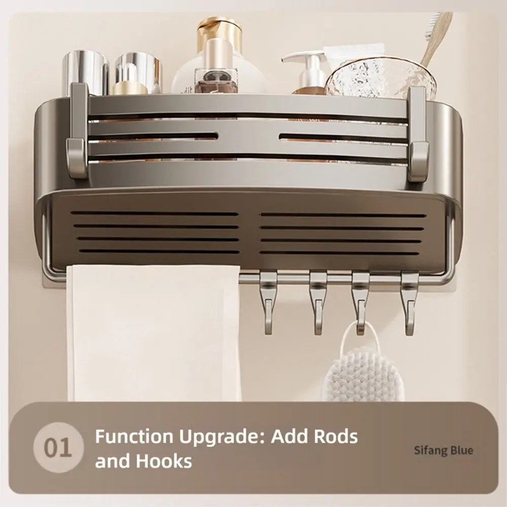 بسيطة سبائك الألومنيوم الحمام تخزين الرف الحائط غير مثقب مغسلة تخزين الرف منشفة رف الحمام