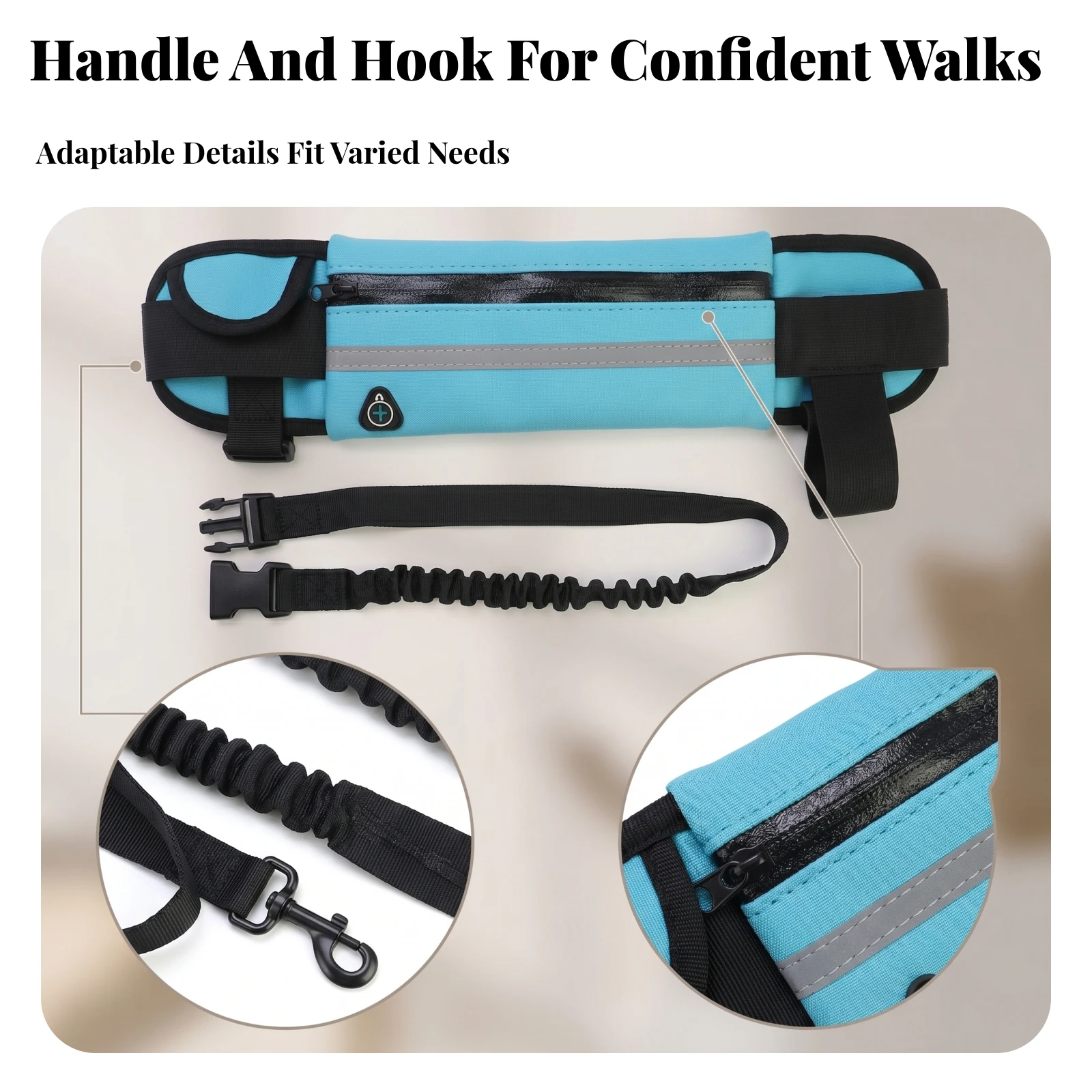 Running Leash Belt Bag Shock Absorbing Dog Waist Bag Leash Dog Running Belt Elastic Pet Gear Adjustable for Jogging