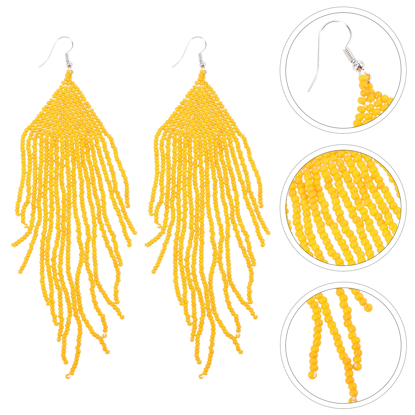 

1Pair Bohemian Tassel Long Beaded Drop Earrings Dangle Earrings Women Party Daily Ethnic Ear Jewelry Ear Dangle