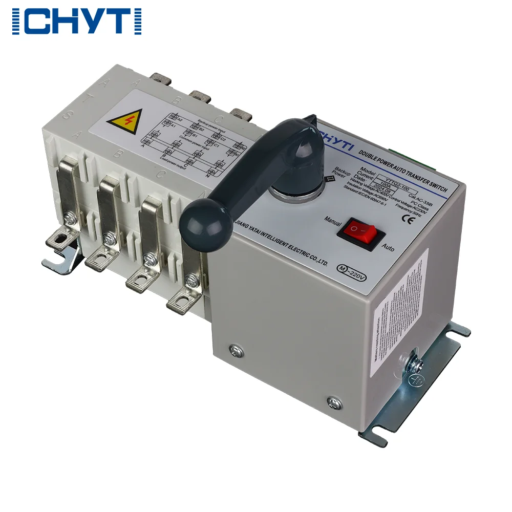 4-pole, 3-phase 100/630A Automatic Dual Power Switch, PC Class Transfer Switch , Uninterrupted Use