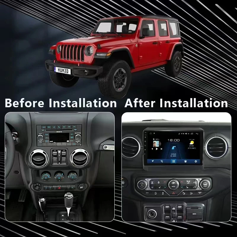 QSZN 10.1 inch Car radio Frame Fascia For Jeep Wrangler 4 JL 2018-2020 Installatio Player Panel Frame 2 Din Head Unit Fascia