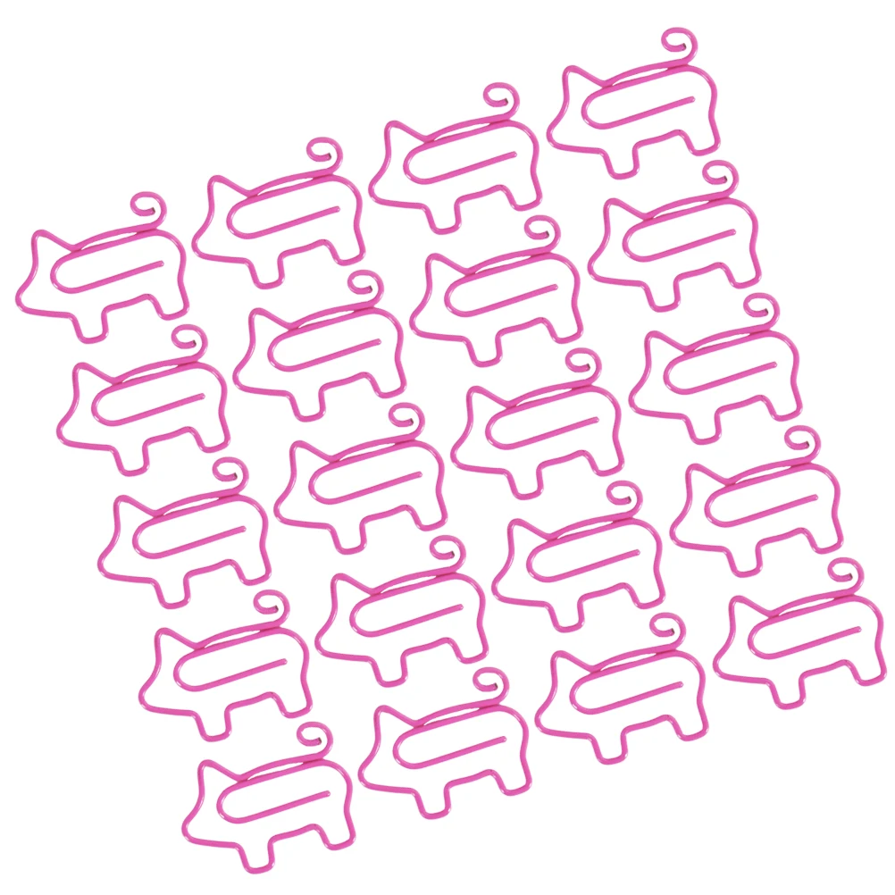 

50 Pcs Cartoon Pig Shaped Metal Paper Clips Large Pink Colorful Office School Supplies Document Organizer Desk