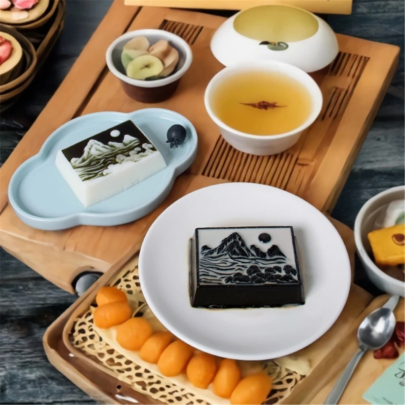 Landscape Painting Silicone Molds Nonstick Mousses Cake Molds Cake Decorating Tool for Truffles Cheesecakes Easily to Clean D2RD