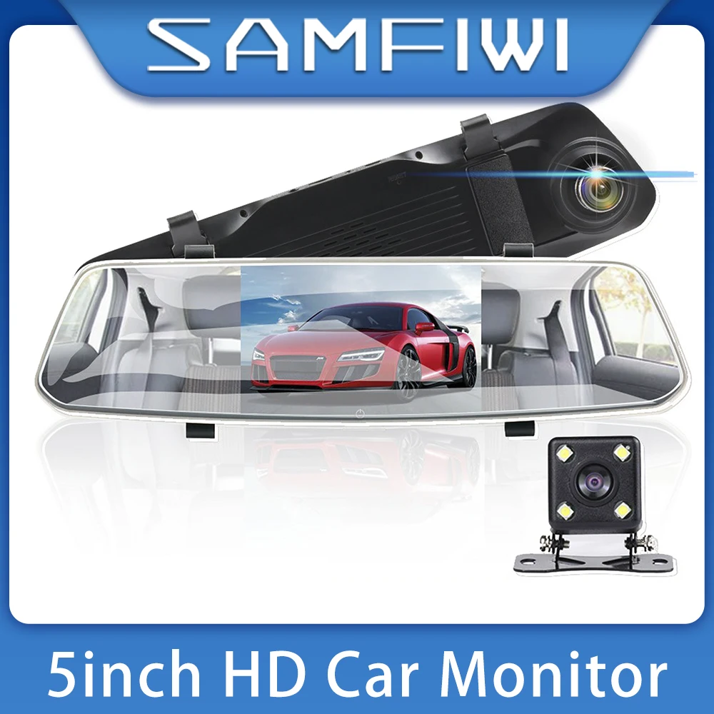 

5" IPS Car Dvr Camera HD Car DVR Mirror 1080P Touch Screen Dashcam Dual Lens Streaming Driving Recorder Dash Camera