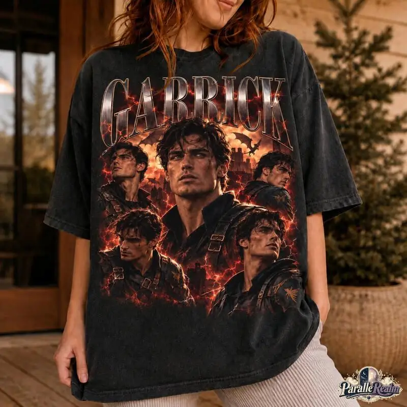 Fourth Wing Garrick T-shirt Retro Bootleg Character Graphic Tees Unisex Oversized Short Sleeve T Shirts