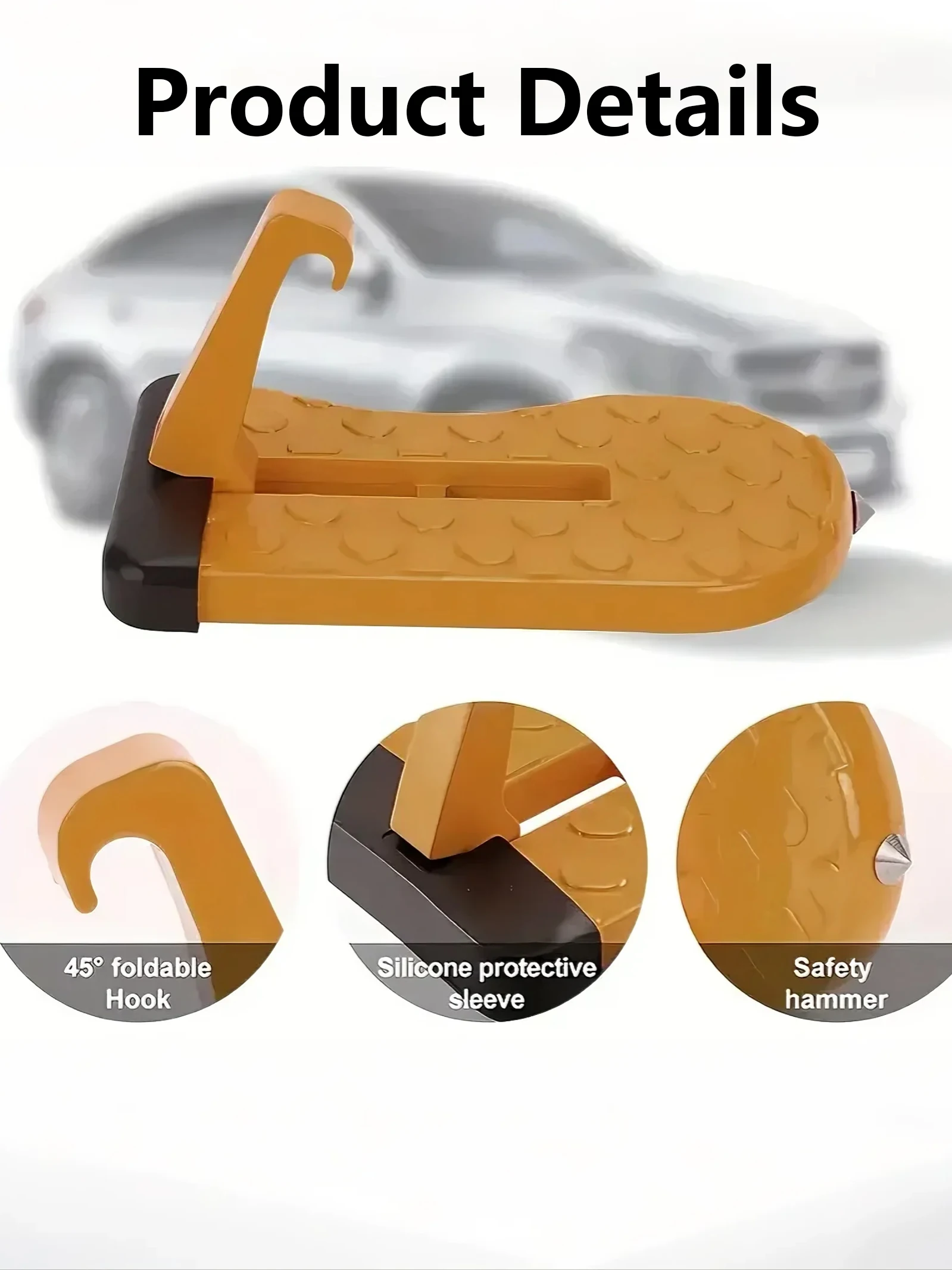 Składana aluminiowa stopka do drzwi samochodu (dostęp do dachu) – kompatybilna z sedanami, samochodami sportowymi, pojazdami terenowymi i innymi modelami.