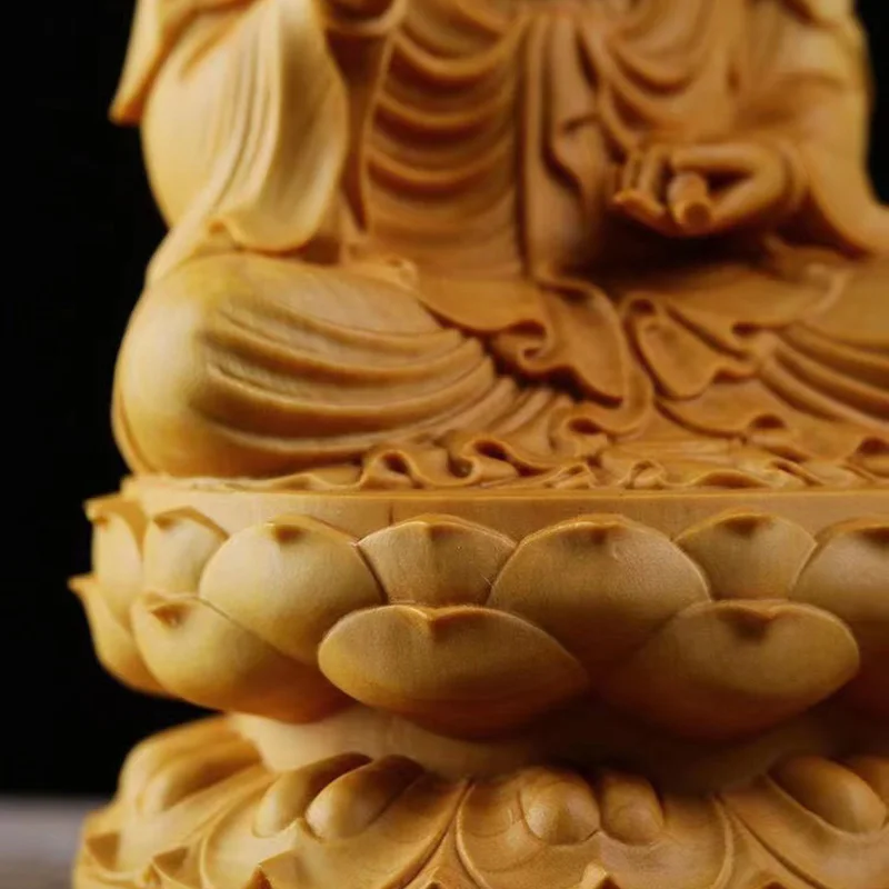 Natural Cypress GuanYin, Sakyamuni Buddha Characters Statue，Solid wood Buddha Statues  Home Room Office Feng Shui Art Statue view 6
