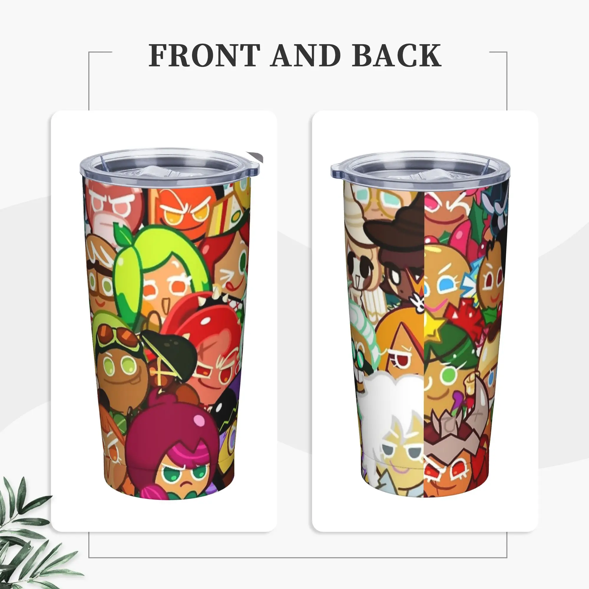 Cookie Run KingdomCollection Insulated Tumbler with Straws  Stainless Steel Thermal Mug Outdoor Travel Hot Cold Drinks Cups 20oz