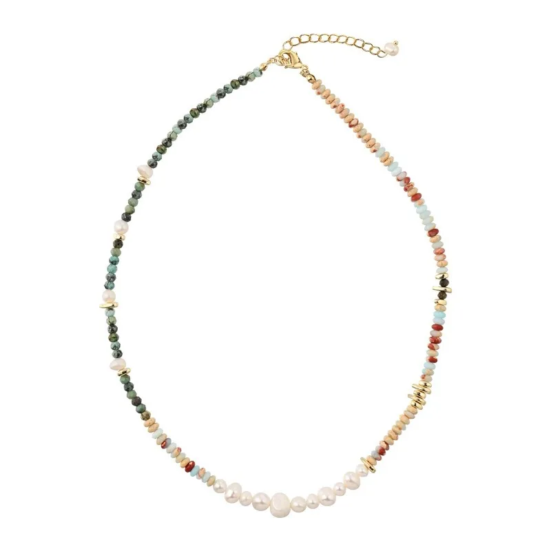 Neue Ankunft Trendy Mischfarbe Naturstein & Süßwasser Perle 14K Gold Gefüllt Damen Perlen Kette Halskette Schmuck Geschenk Kein Verblassen – Detail 10