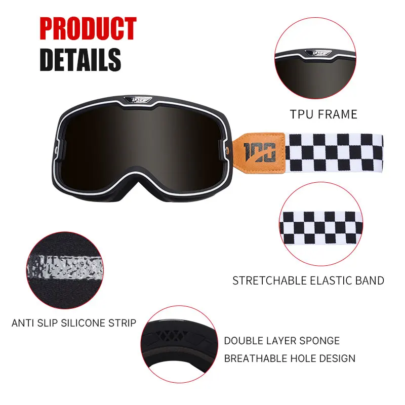 Motorbike Goggles Adult Motorcycle Biker Glasses for the Men Women Motor Helmet Sunglasses Vintage for Outdoor Glasses