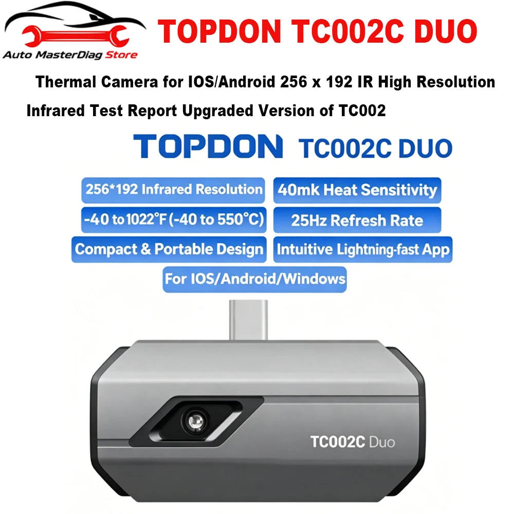 TOPDON TC002C DUO Thermal Camera For IOS/Android 256 X 192 IR High Resolution Infrared Test Report Upgraded Version of TC002