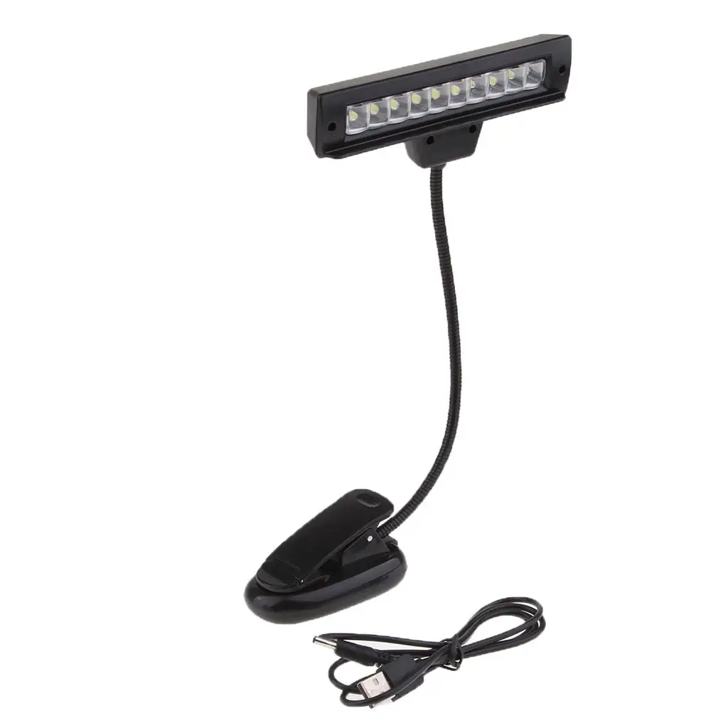 Rechargeable USB 10 LED Lamp for Piano Music Score Stand Book Reading Light - Image 5